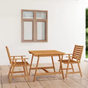 3-osaline akaatsiapuidust aiamööbli komplekt, pruun, laud 88 x 88 cm