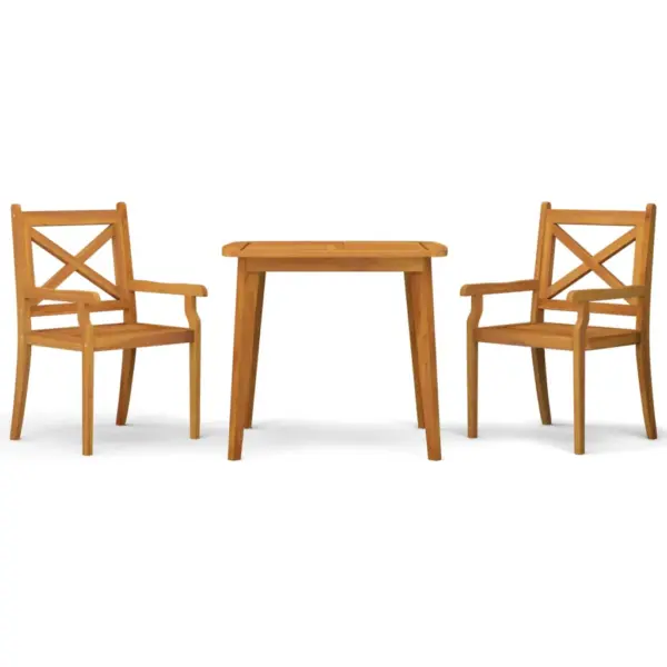 3-osaline akaatsiapuidust aiamööbli komplekt, pruun, laud 85 x 85 cm ja 2 tooli – 2