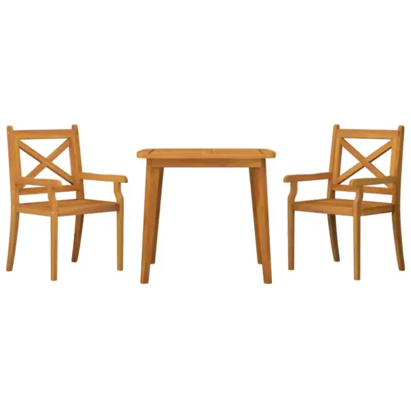 3-osaline akaatsiapuidust aiamööbli komplekt, pruun, laud 85 x 85 cm ja 2 tooli – 3