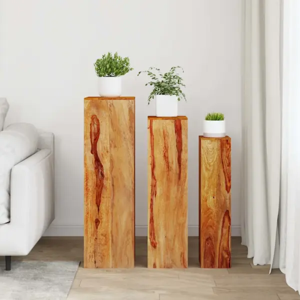 3-osaline akaatsiapuidust taimealuste komplekt, pruun, 65–85 cm – 3