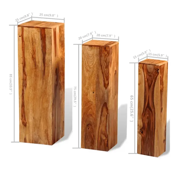 3-osaline akaatsiapuidust taimealuste komplekt, pruun, 65–85 cm – 8
