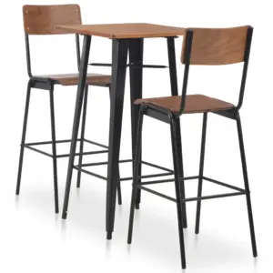 3-osaline baarikomplekt lauaga ja 2 virnastatava baaritooliga, must/pruun, laud 60 x 60 x 108 cm