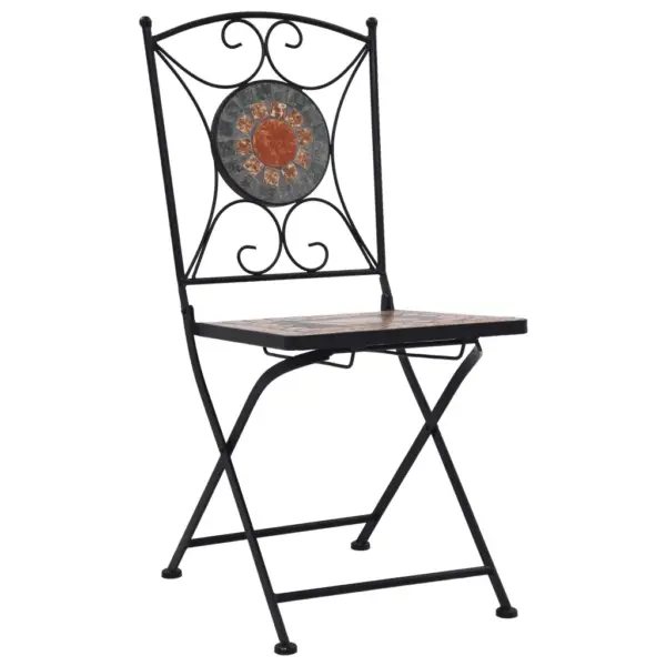 3-osaline bistrookomplekt keraamiliste plaatidega, terrakota/hall/oranž, laud 60 x 70 cm – 3
