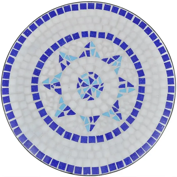 3-osaline bistrookomplekt, sinine-valge, keraamiliste plaatidega laud 60 x 70 cm – 4