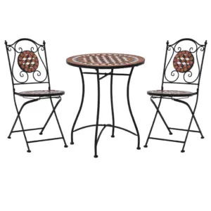 3-osaline bistroo aiamööbli komplekt keraamiliste plaatidega, terrakota, laud 60 x 72 cm