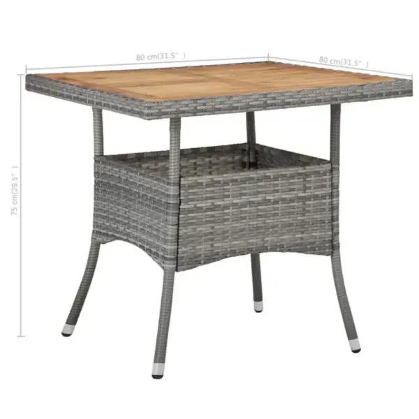 3-osaline hall aiamööbli komplekt polürotangist ja akaatsiapuidust, laud 80 x 80 cm – 13