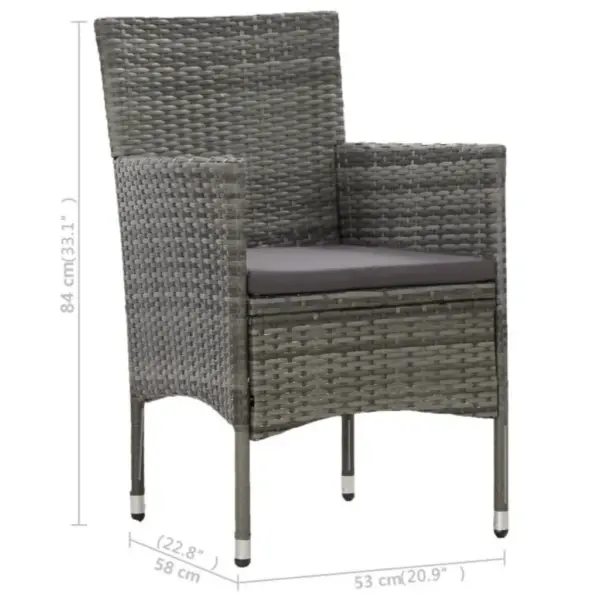 3-osaline aiamööbli komplekt hall polürotang ja akaatsiapuidust laud 80 x 80 cm – 13