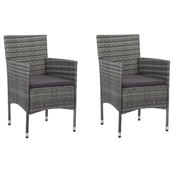 3-osaline aiamööbli komplekt hall polürotang ja akaatsiapuidust laud 80 x 80 cm – 6