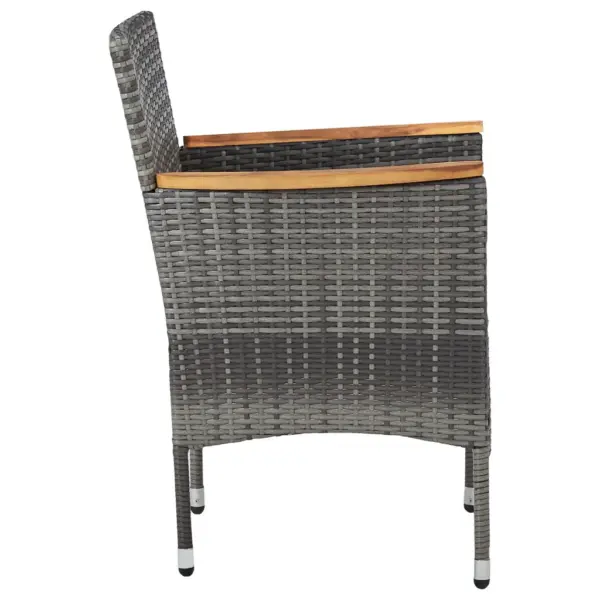 3-osaline aiamööbli komplekt, hall polürotang ja akaatsiapuit, laud 80 x 80 cm – 8