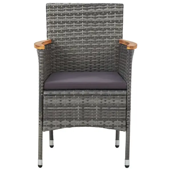 3-osaline aiamööbli komplekt, hall polürotang ja akaatsiapuit, laud 80 x 80 cm – 10
