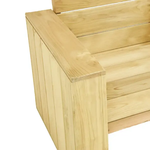 3-osaline aiamööbli komplekt, 2 pinki ja kohvilaud, immutatud männipuit, pruun – 7