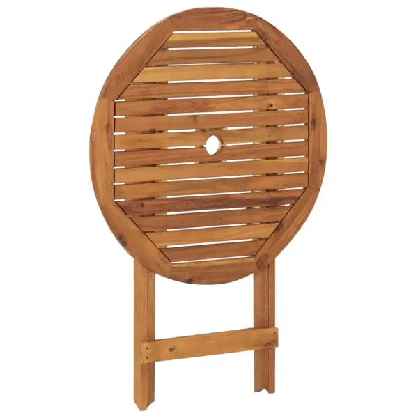 3-osaline kokkuklapitav aiamööbli komplekt, akaatsiapuit, ümar laud 70 cm – 4