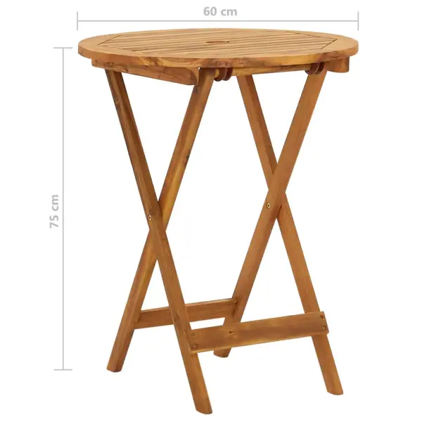 3-osaline kokkupandav akaatsiapuidust aiamööbli komplekt, pruun, laud 60 x 75 cm – 12