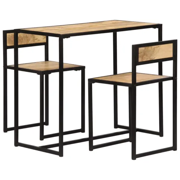 3-osaline mangopuidust söögitoakomplekt metallraamiga, pruun, laud 90 x 45 x 76 cm – 2
