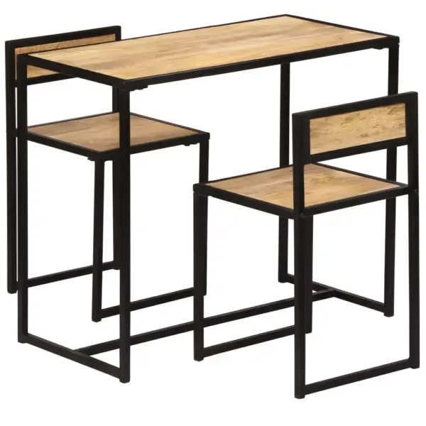 3-osaline mangopuidust söögitoakomplekt metallraamiga, pruun, laud 90 x 45 x 76 cm – 11