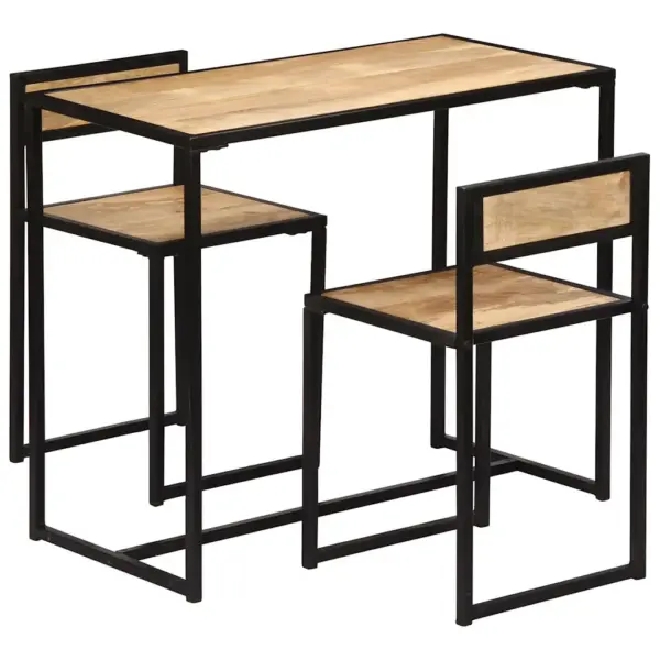 3-osaline mangopuidust söögitoakomplekt metallraamiga, pruun, laud 90 x 45 x 76 cm – 13
