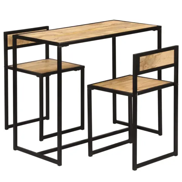 3-osaline mangopuidust söögitoakomplekt metallraamiga, pruun, laud 90 x 45 x 76 cm – 4