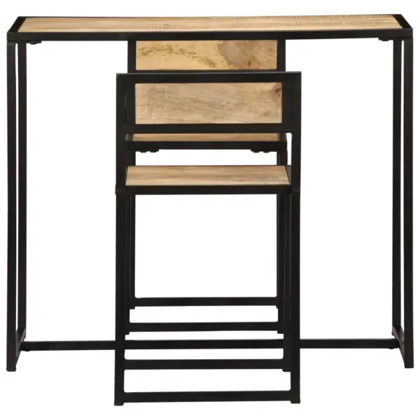 3-osaline mangopuidust söögitoakomplekt metallraamiga, pruun, laud 90 x 45 x 76 cm – 5