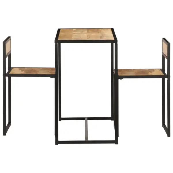 3-osaline mangopuidust söögitoakomplekt metallraamiga, pruun, laud 90 x 45 x 76 cm – 6