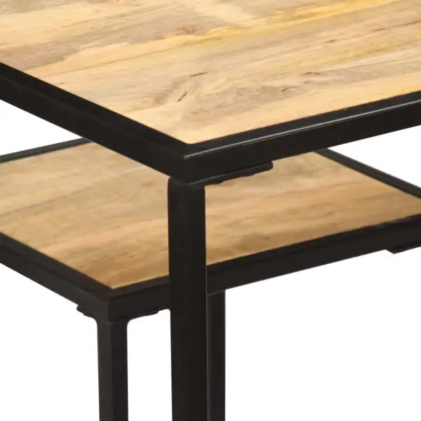 3-osaline mangopuidust söögitoakomplekt metallraamiga, pruun, laud 90 x 45 x 76 cm – 7