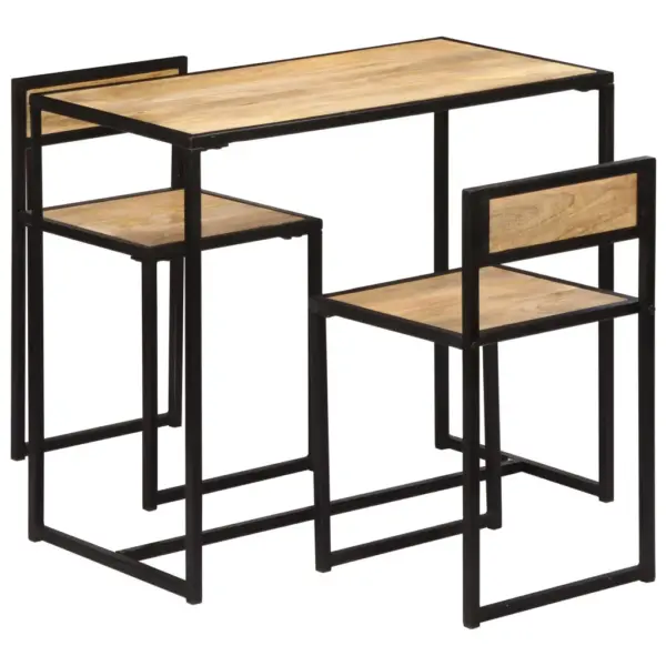 3-osaline mangopuidust söögitoakomplekt metallraamiga, pruun, laud 90 x 45 x 76 cm – 10