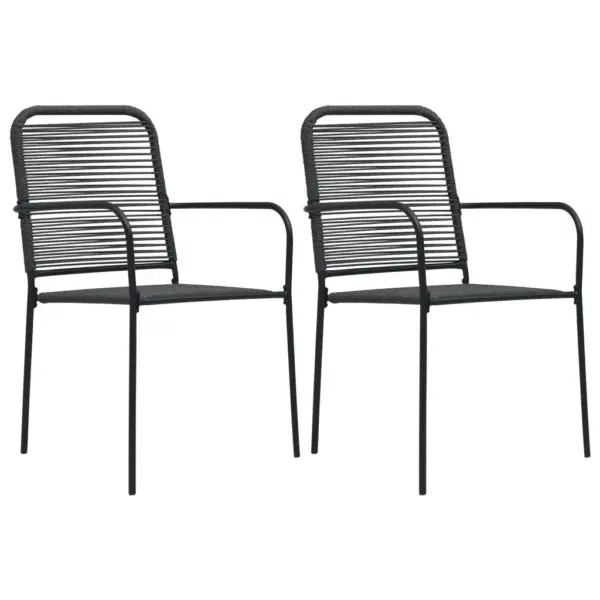 3-osaline aiamööbli komplekt puuvillanöörist toolide ja klaaslauaga, must, laud 80 x 80 cm – 6