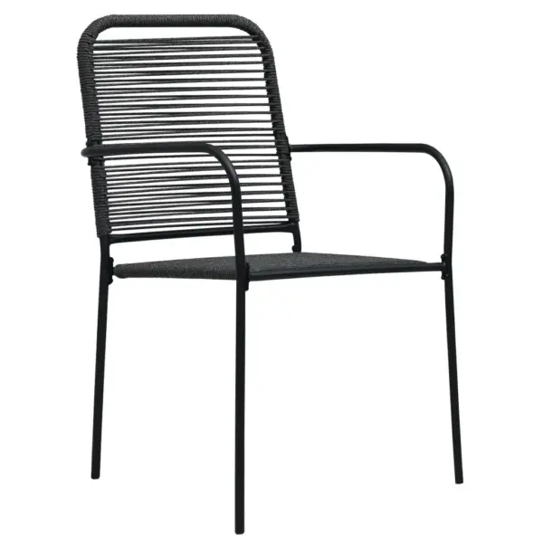 3-osaline aiamööbli komplekt puuvillanöörist toolide ja klaaslauaga, must, laud 80 x 80 cm – 7