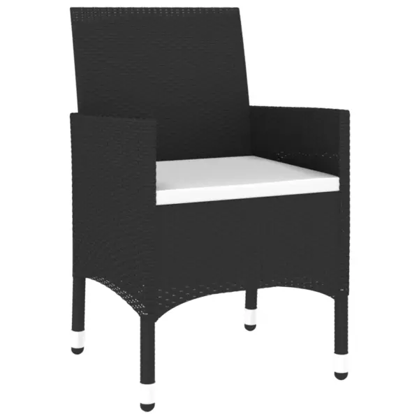 3-osaline polürotangist aiamööbli komplekt, must, laud 60 x 75 cm, 2 tooli istmepatjadega – 5