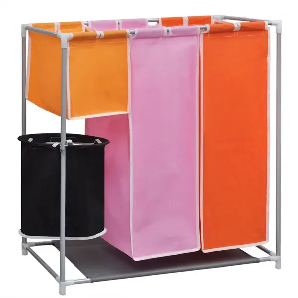 3-osaline pesusorteerija pesukottidega ja pesukorviga, 2 tk, mitmevärviline, 70 x 30 x 80 cm – 2