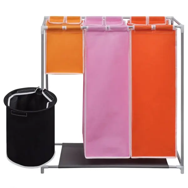 3-osaline pesusorteerija pesukottidega ja pesukorviga, 2 tk, mitmevärviline, 70 x 30 x 80 cm – 4