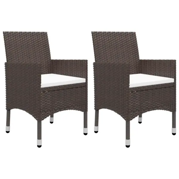 3-osaline aiamööbli komplekt patjadega, pruun polürotang, laud 80 x 80 cm, 2 tugitooli – 5