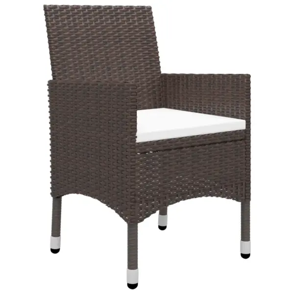 3-osaline aiamööbli komplekt patjadega, pruun polürotang, laud 80 x 80 cm, 2 tugitooli – 6
