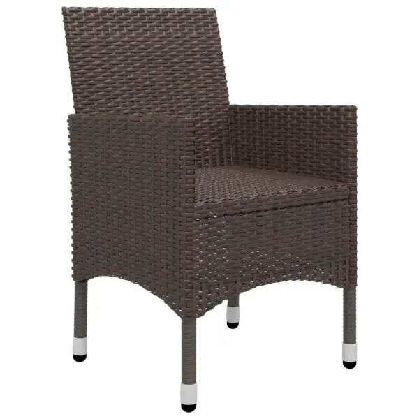 3-osaline aiamööbli komplekt patjadega, pruun polürotang, laud 80 x 80 cm, 2 tugitooli – 7