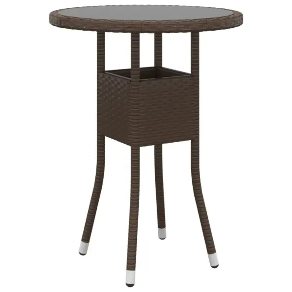3-osaline pruun polürotangist aiamööbli komplekt, laud 60 x 75 cm ja 2 tooli istmepatjadega – 3