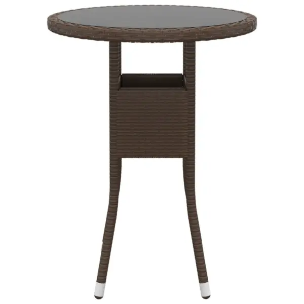 3-osaline pruun polürotangist aiamööbli komplekt, laud 60 x 75 cm ja 2 tooli istmepatjadega – 4