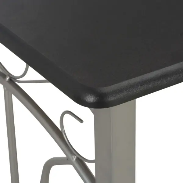 3-osaline puidust ja terasest baarikomplekt, must ja hall – 5