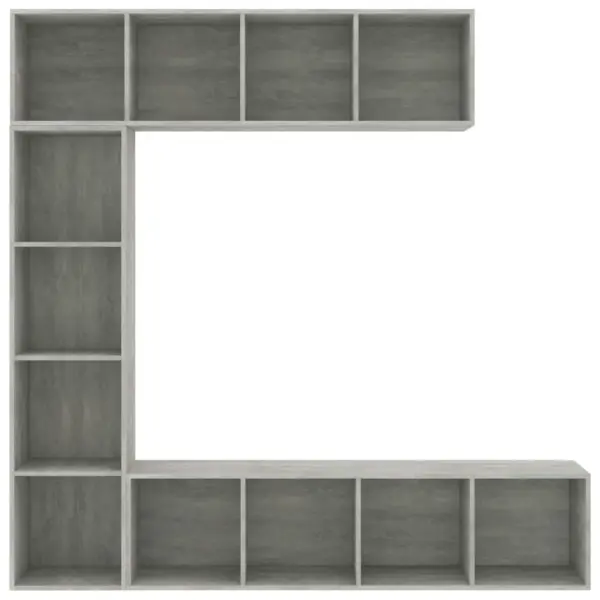 3-osaline raamatu- ja telerikappide komplekt, betoonhall tehispuit, 180 x 30 x 180 cm - 4