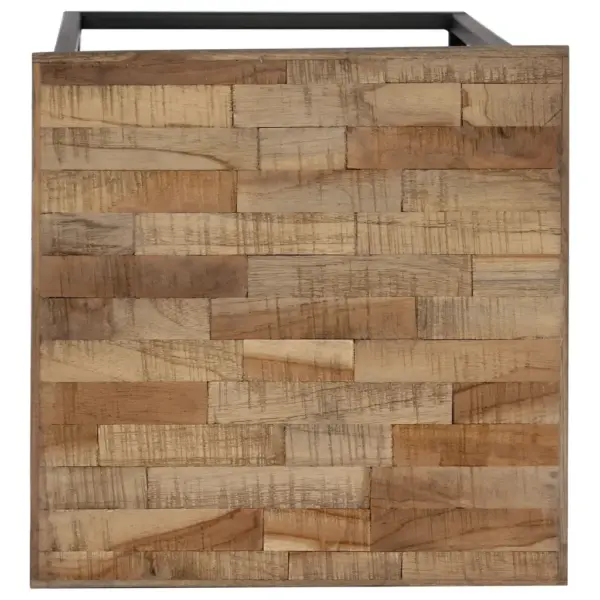 3-osaline lillelaudade komplekt taaskasutatud tiigipuust, musta terasraamiga, suur laud 35 x 35 x 72 cm – 6