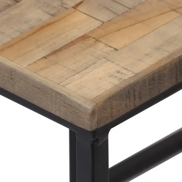 3-osaline lillelaudade komplekt taaskasutatud tiigipuust, musta terasraamiga, suur laud 35 x 35 x 72 cm – 8