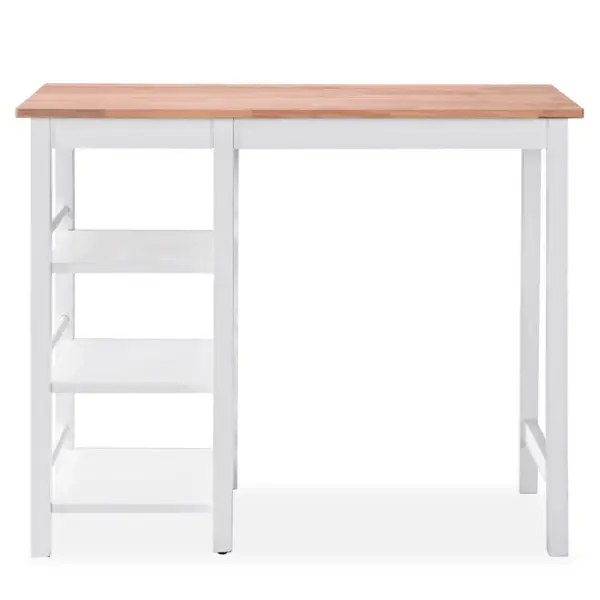 3-osaline baarikomplekt riiulitega, MDF ja kautšukipuu, valge/naturaalne puit – 5