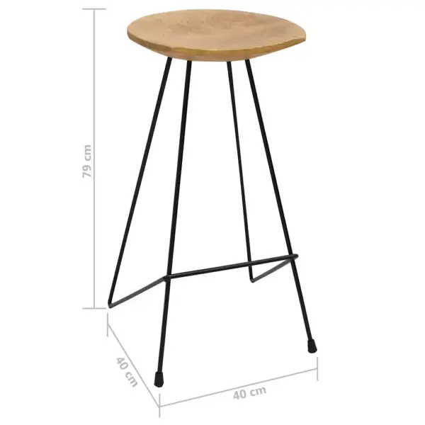 3-osaline baarikomplekt, valge baarilaud ja tiigipuust taburetid, 120 x 60 x 105 cm – 13
