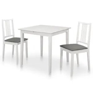 3-osaline pikendatav söögitoakomplekt, valge kautšukipuit ja MDF, laud 80–120 x 80 cm