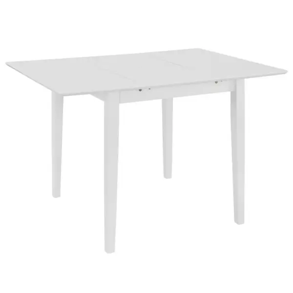 3-osaline pikendatav söögitoakomplekt, valge kautšukipuit ja MDF, laud 80–120 x 80 cm – 2