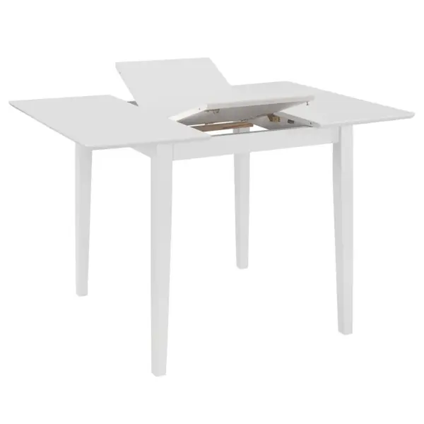 3-osaline pikendatav söögitoakomplekt, valge kautšukipuit ja MDF, laud 80–120 x 80 cm – 3