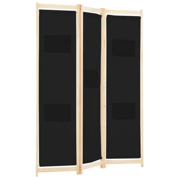 3-paneeliline toasirm taskutega, must kangas, kuusepuidust raam, 120 x 170 x 4 cm – 3