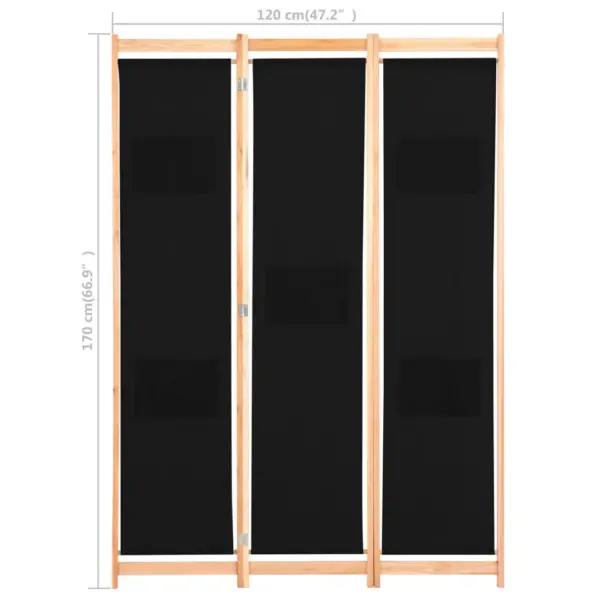 3-paneeliline toasirm taskutega, must kangas, kuusepuidust raam, 120 x 170 x 4 cm – 8