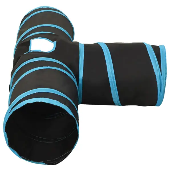 3-suunaline T-kujuline kassitunnel piiluauguga, must-sinine, 90 cm, polüester – 4