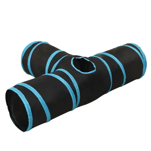 3-suunaline T-kujuline kassitunnel piiluauguga, must-sinine, 90 cm, polüester – 5
