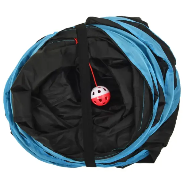 3-suunaline T-kujuline kassitunnel piiluauguga, must-sinine, 90 cm, polüester – 6