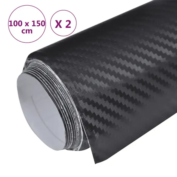 Iseliimuv 3D süsinikkiu välimusega autokile, 2 tk, must, 100 x 150 cm – 8